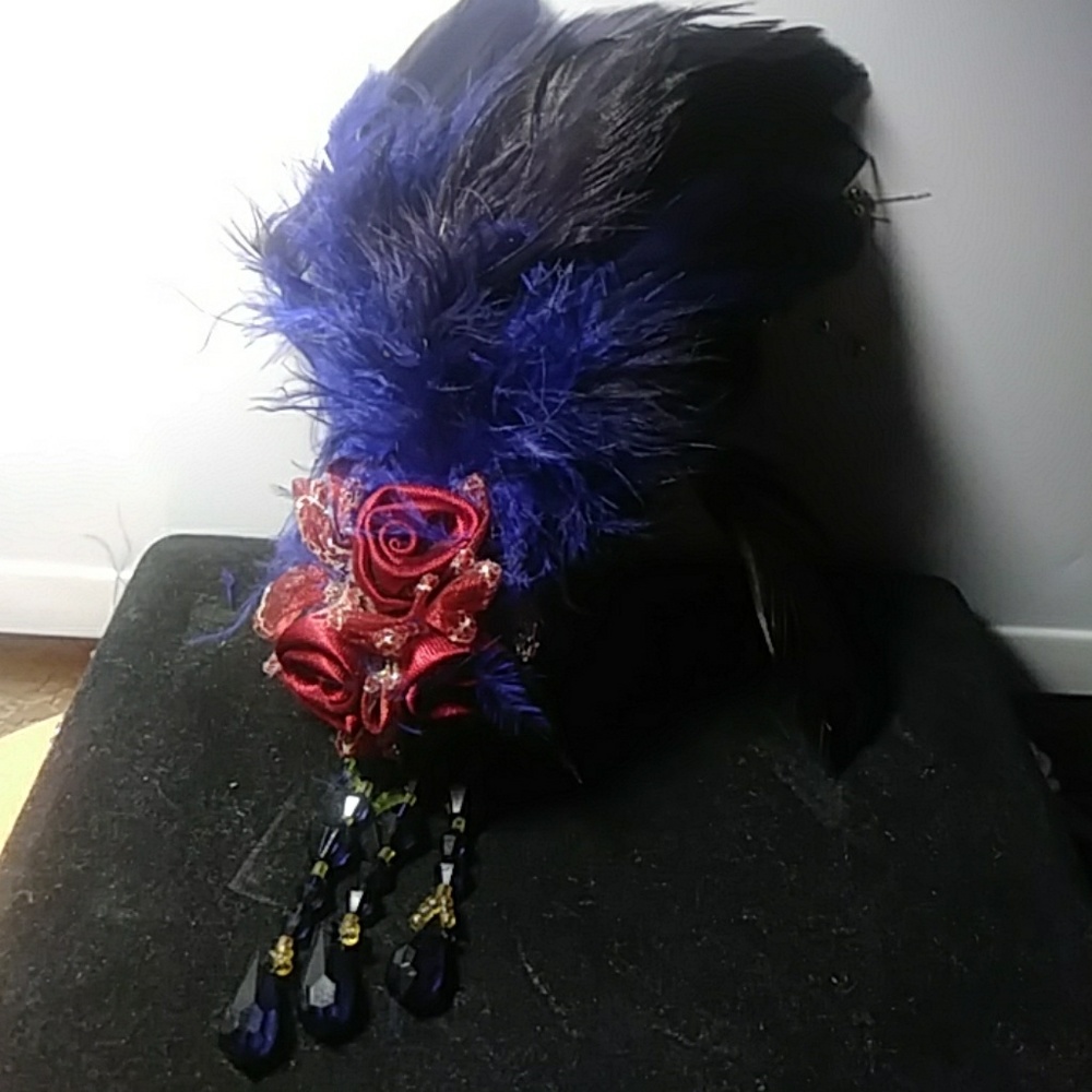 *final price*Feathered hairclip handmade